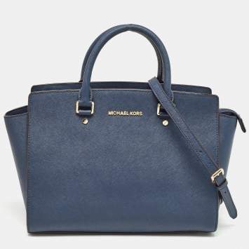مملوكة مسبقًا MICHAEL Michael Kors Dark Blue Leather Large Selma Satchel