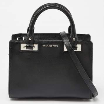Pre Owned MICHAEL Michael Kors Black Leather Quinn Tote