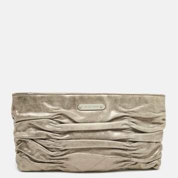 MICHAEL Michael Kors Metallic Leather Webster Ruched Clutch