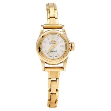 Pre Owned Mido Silver Gold Plated Stainless Steel Multiport Powerwind Vintage Women's Wristwatch 19 mm