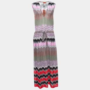 Pre Owned Missoni Mare Multicolor Chevron Knit Cover-Up Dress L