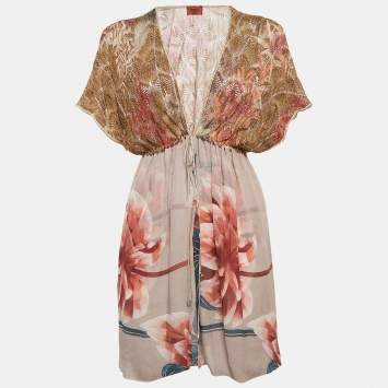 Pre Owned Missoni Mare Lurex Knit and Crepe Cover-Up Mini Dress M