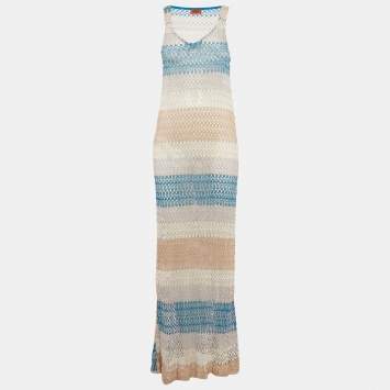 Pre Owned Missoni Mare Multicolor Patterned Knit Sleeveless Maxi Dress L