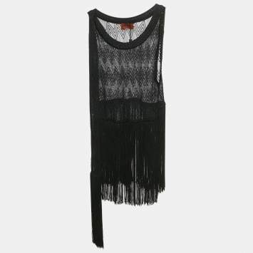 Pre Owned Missoni Mare Black Knit Fringed Top S