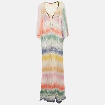 Pre Owned Missoni Mare Multicolor Printed Knit Beach Cover Up S 