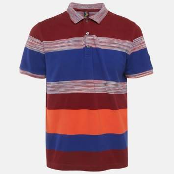 Pre Owned Missoni Mare Multicolor Striped Cotton Knit Polo T-Shirt XL