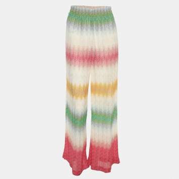 Pre Owned Missoni Mare Multicolor Patterned Knit Wide Leg Trousers S