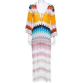 Pre Owned Missoni Mare Multicolored Patterned Lurex Knit Maxi Dress S 