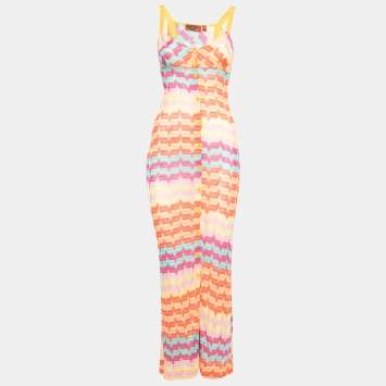 Pre Owned Missoni Mare Multicolor Patterned Knit Button Front Dress S
