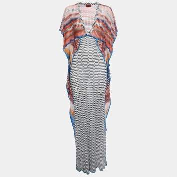 Pre Owned Missoni Mare Multicolor Knit V-Neck Maxi Kaftan M