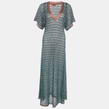 Pre Owned Missoni Mare Multicolor Lurex Knit Sheer Maxi Dress M