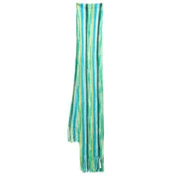Pre Owned Missoni Multicolor Striped Open Knit Fringed Stole