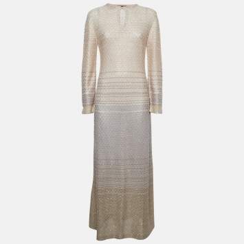 Pre Owned Missoni Pink Sequin Knit Long Dress M