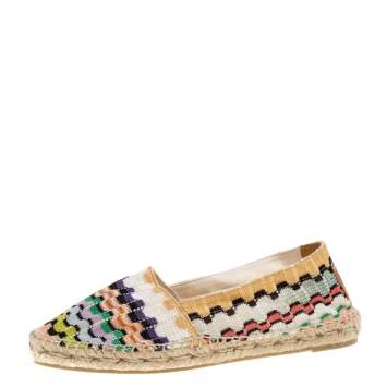 Pre Owned Missoni Multicolor Knit Fabric Espadrilles Flat Size 36