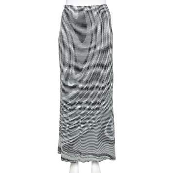 Pre Owned Missoni Sport Grey Textured Jersey Midi Skirt L