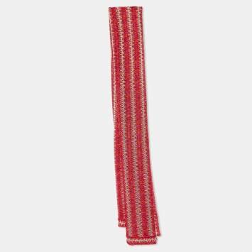 Pre Owned Missoni Red/Pink Textured Lurex Knit Stole 