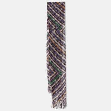 Pre Owned Missoni Multicolor Zig Zag Pattern Lurex Knit Stole 