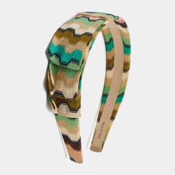 Pre Owned Missoni Multicolor Pleated Knit Head Band
