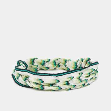 Pre Owned Missoni Green Patterned Crochet Head Band