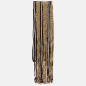 Missoni Beige Lurex Open Knit Fringed Stole
