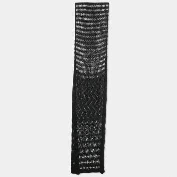 Pre Owned Missoni Black Patterned Knit Scarf 