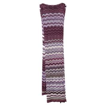 Pre Owned Missoni Purple Chevron Pointelle Knit Stole 