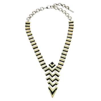 Pre Owned Missoni Enamel Silver Tone Geometric Shaped Long Necklace