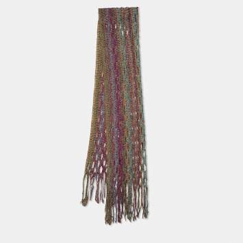 Pre Owned Missoni Multicolor Cut Out Patterned Knit Stole