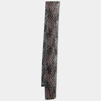 Pre Owned Missoni Multicolor Chevron Patterned Wool Knit Scarf