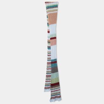 Pre Owned Missoni Multicolor Striped Lurex Rib Knit Stole
