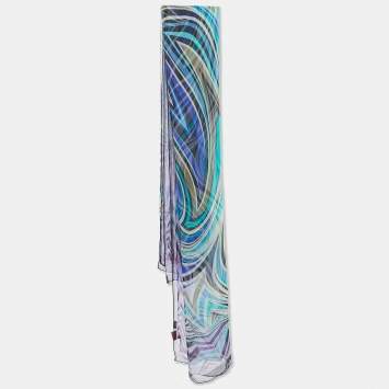Pre Owned Missoni Foulard Multicolor Print Silk Chiffon Scarf
