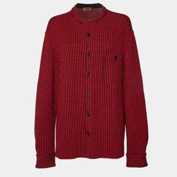 Pre Owned Missoni Red/Black Patterned Wool Cardigan XL