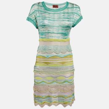 Missoni Green Stretch Knit Ruffled Mini Dress S