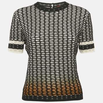 Pre Owned Missoni Black/White Textured Stretch Knit Top M