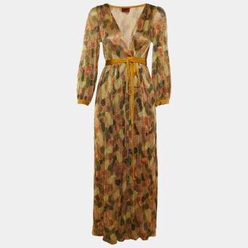 Pre Owned Missoni Multicolor Lurex Knit Wrap Dress S