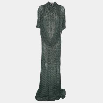 Missoni Green/Blue Rayon Blend Knit Maxi Dress L