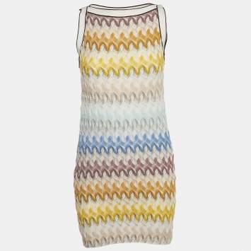 Pre Owned Missoni Multicolor Chevron Knit Sleeveless Mini Dress S