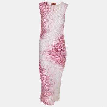 مملوكة مسبقًا Missoni Pink Lame Fabric Wave Print Mini Dress S