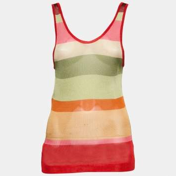 Missoni Multicolor Striped Knit Sheer Tank Top L