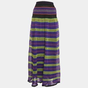 M Missoni Purple/Multicolor Patterned Knit Maxi Skirt S