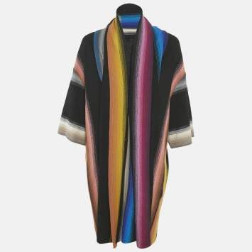 Missoni Multicolor Striped Wool Overlay Detail Oversized Cardigan M