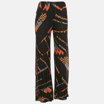 Pre Owned Missoni Black Zig Zag Knit Straight Leg Trousers M