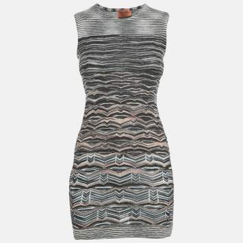 Pre Owned Missoni Black Zig Zag Stretch Knit Mini Bodycon Dress S