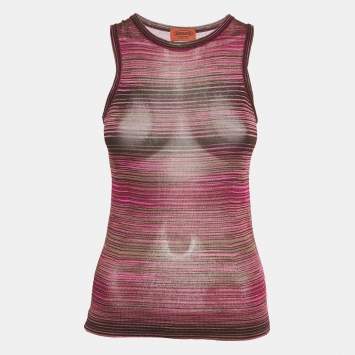 Pre Owned Missoni Pink Lurex Knit Tank Top S