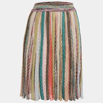 Pre Owned Missoni Multicolor Striped Lurex Knit Skirt M