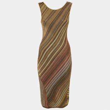 Pre Owned Missoni Multicolor Patterned Lurex Knit Midi Dress S