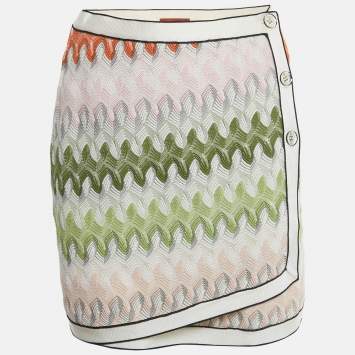 Pre Owned Missoni Multicolor Zig Zag Knit Mini Skirt S