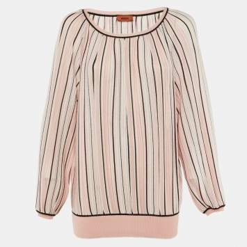 Pre Owned Missoni Pink Striped Knit Top M