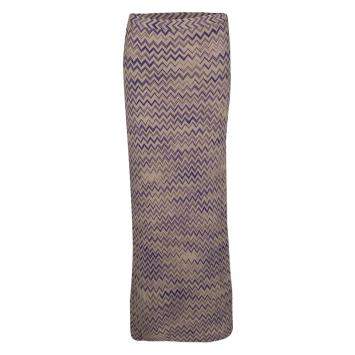 Pre Owned Missoni Beige Chevron Pattern Wool Maxi Skirt M