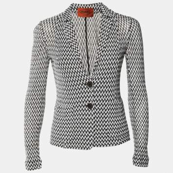 Pre Owned Missoni Black /White Patterned Knit Blazer  S  
